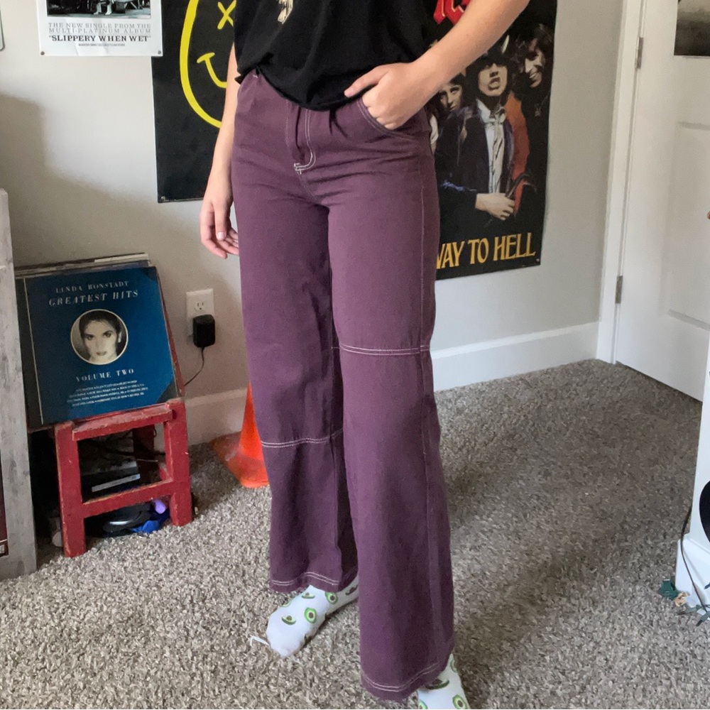 Purple Wide-Leg Jeans